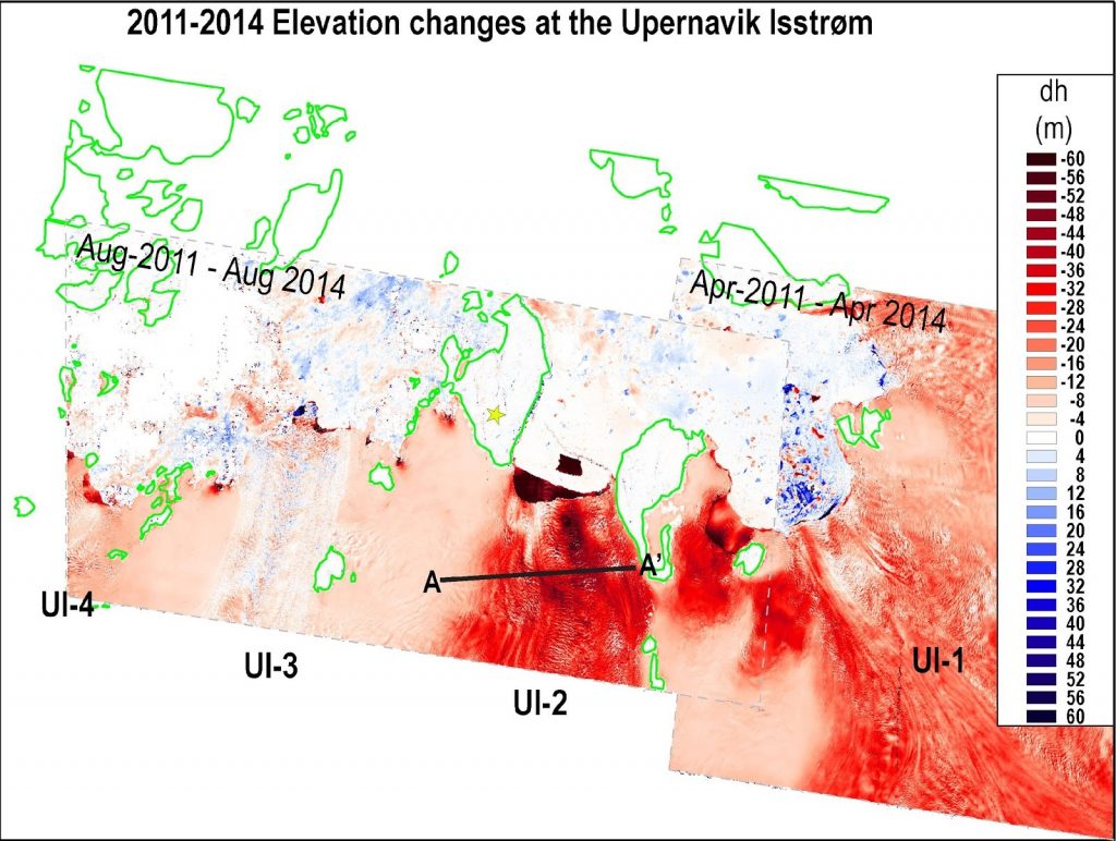 Upernavik Elevation Changes 2011-14