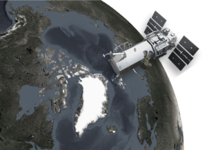 Satellite hovering over Arctic